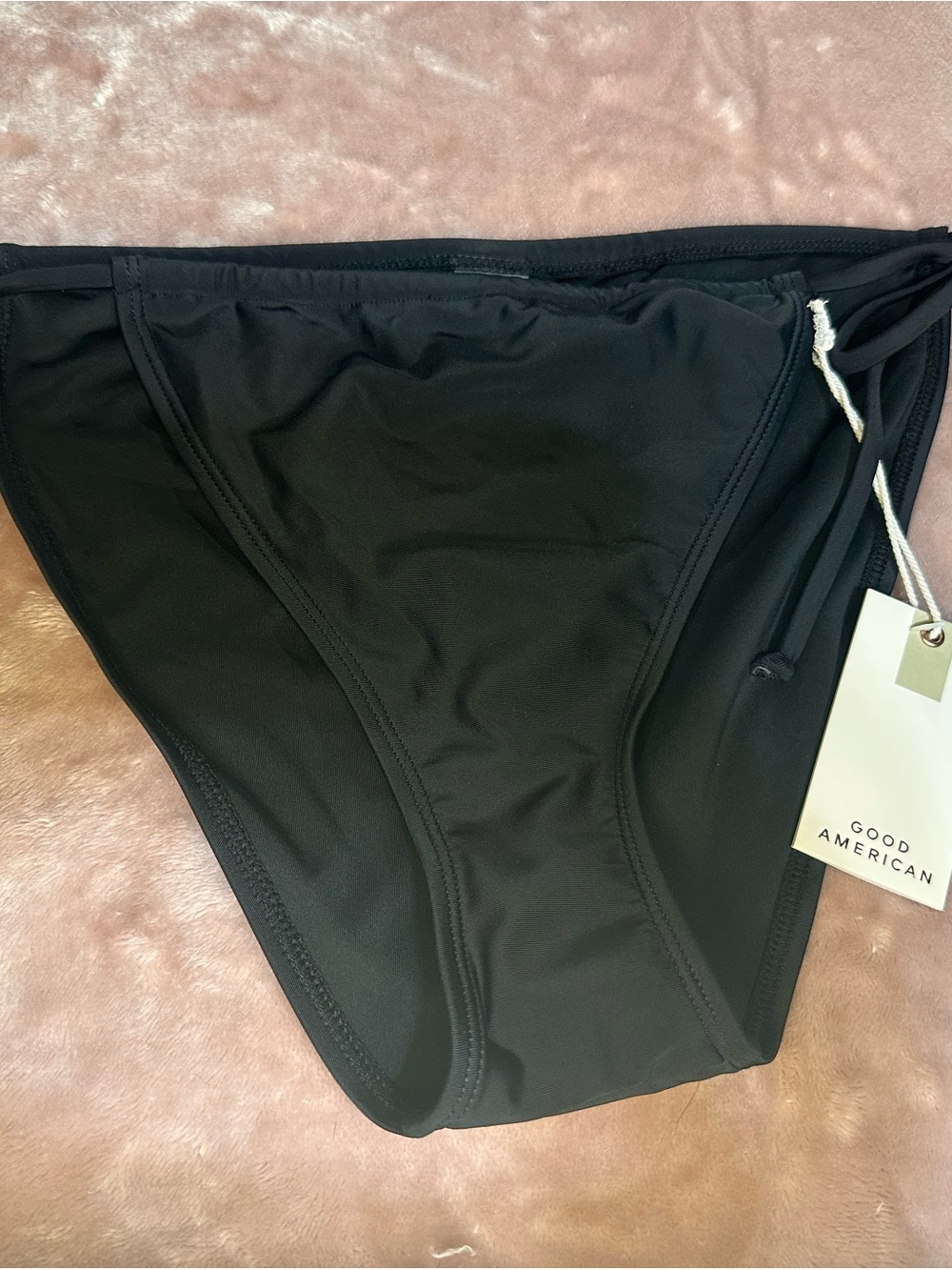 Good American Black Tiny Ties Black Bikini Bottom